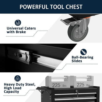 Rolling Tool Chest Storage Cabinet 3 Colors