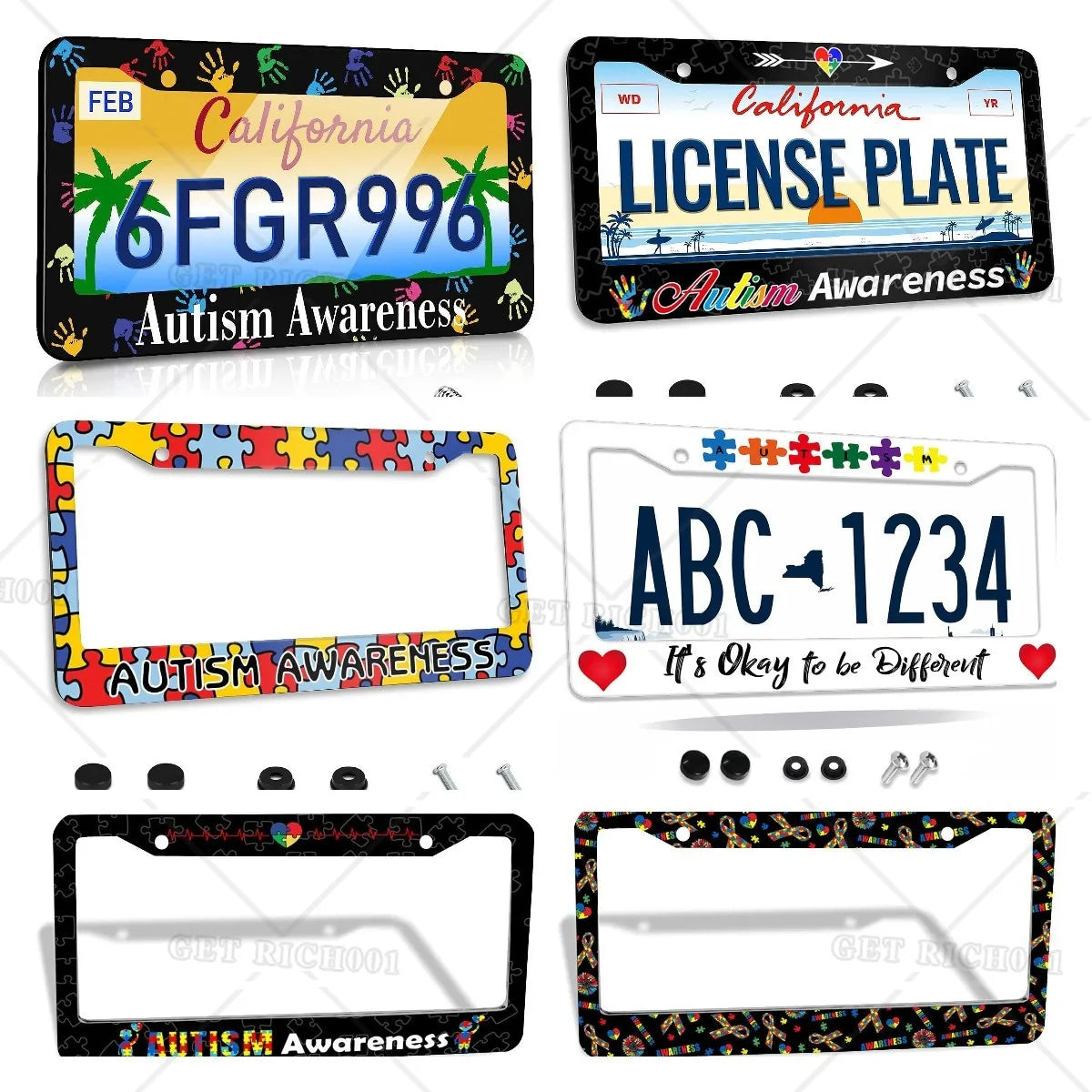 License  Frames  Autism Awareness Assorted Styles