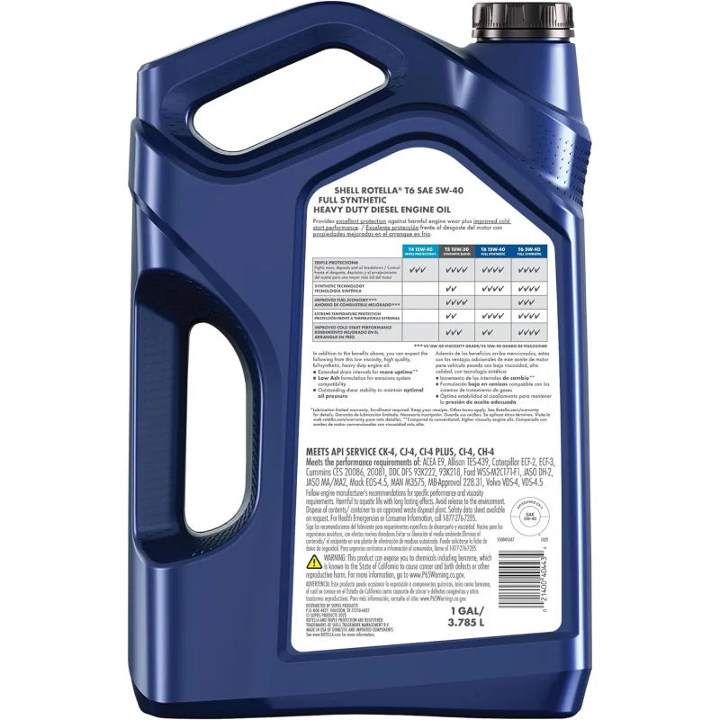 T6 Full Synthetic 5W-40 Diesel  Oil (1-Gallon, Case of 3)