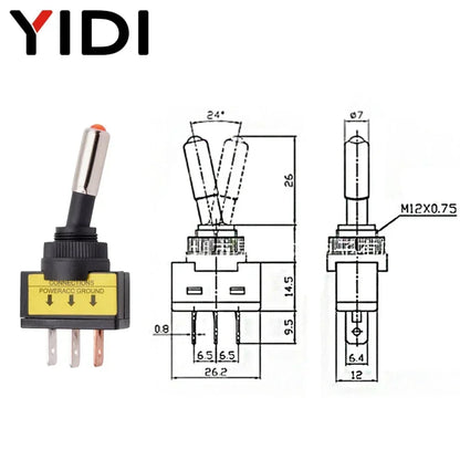 5/10pcs Auto  Illuminated Toggle Switch 2 Position