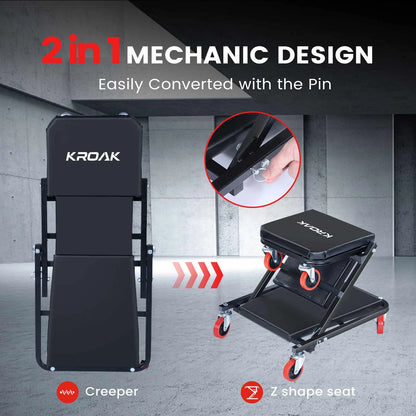 Folding Car Repair Chair  Creeper  Roller Seat