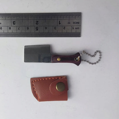 Mini Keychain  Stainless Knife With Leather Case