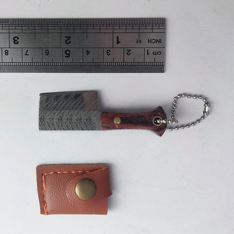 Mini Keychain  Stainless Knife With Leather Case