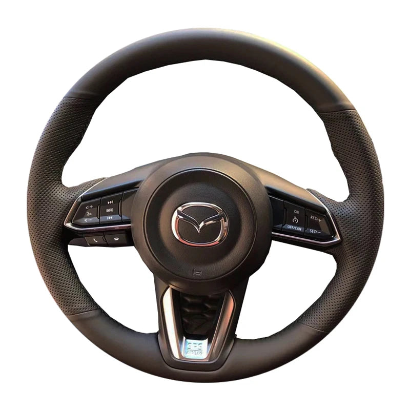 Faux Leather Car Steering Wheel Cover For Mazda